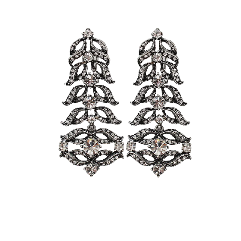 Vintage Drop Earrings with Patina -Rococo Statement Earrings