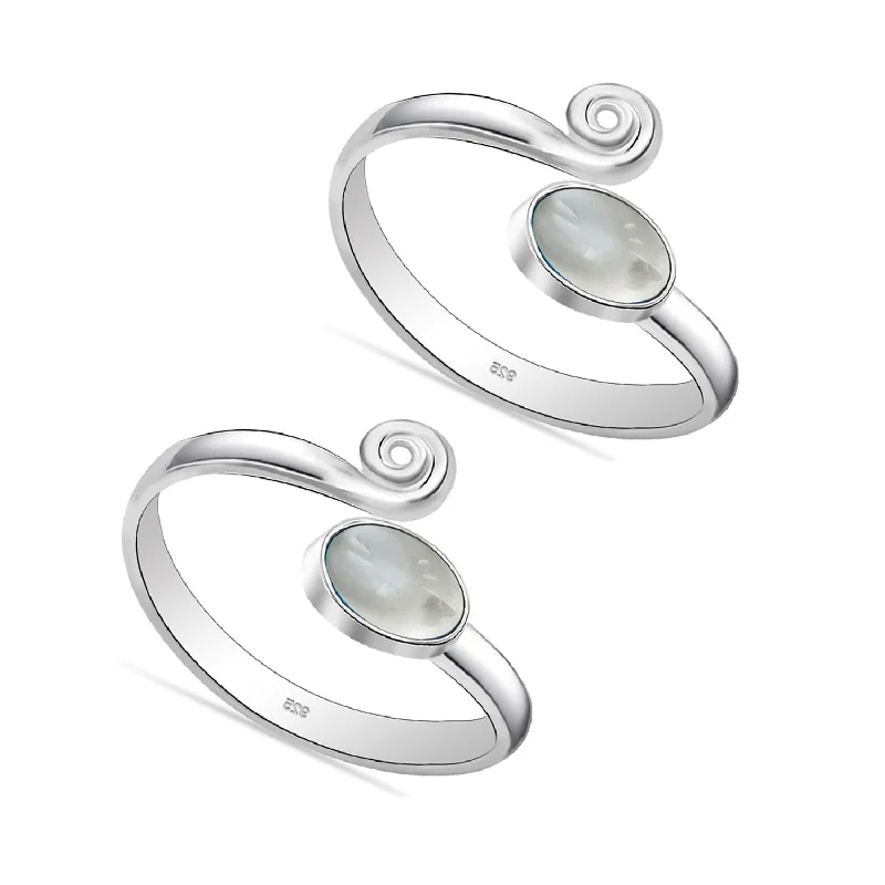 Rings with pave ruby for dazzling sparkle -925 Sterling Silver Rainbow Moonstone Stone Elegant and Comfortable Toe Rings for Women