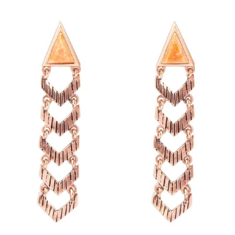 Best hoop earrings with butterfly motifs for a playful and whimsical appearance-Long Totem Coral and Copper Earrings