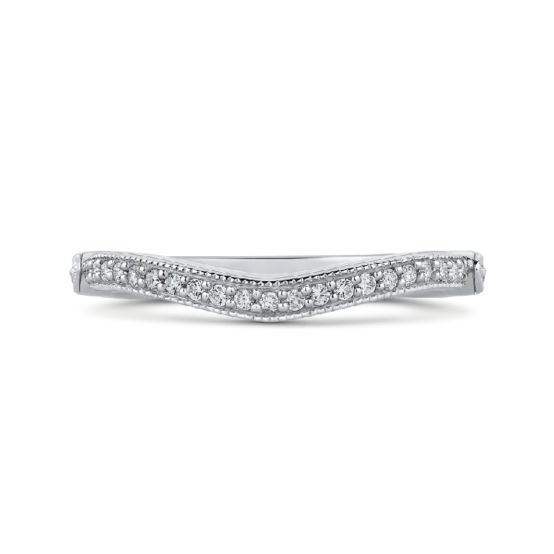 Simple necklaces and pendants with bar pendants for a sleek modern design-14K White Gold Round Diamond Half Eternity Wedding Band