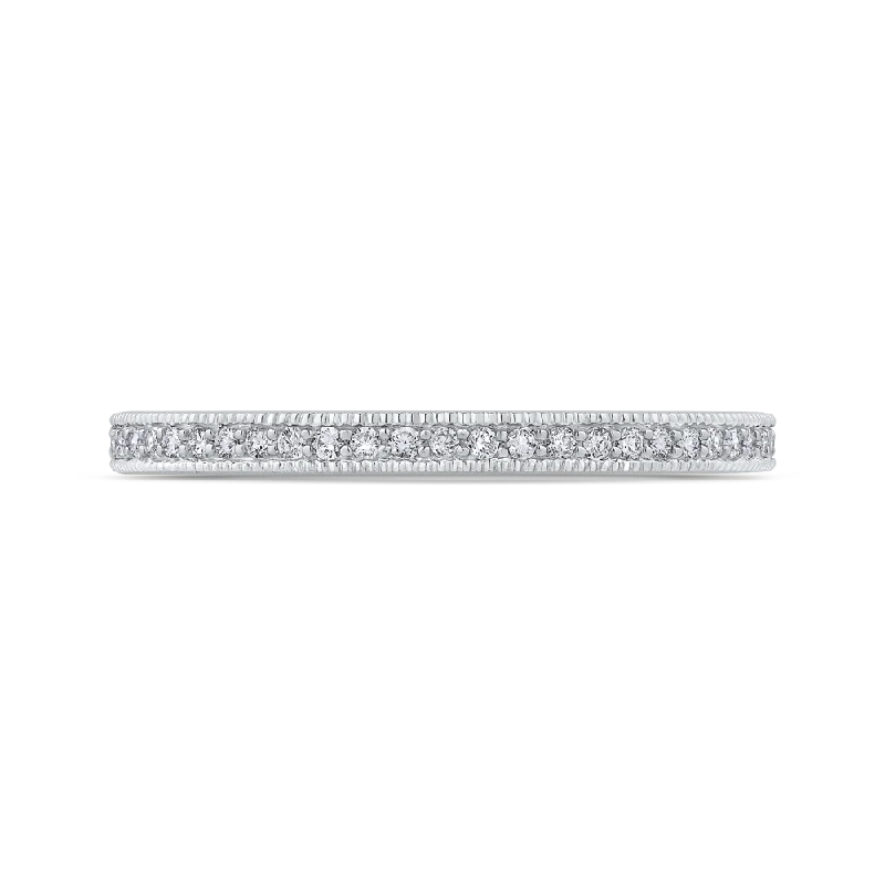 Necklaces and pendants with sun and moon motifs for a celestial-inspired design-14K White Gold Round Diamond Half Eternity Wedding Band