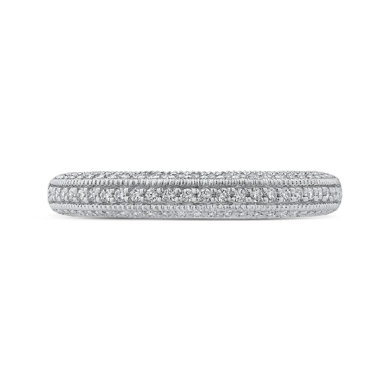 Trendy necklaces and pendants with geometric shapes for a modern aesthetic-14K White Gold Round Diamond Half Eternity Wedding Band