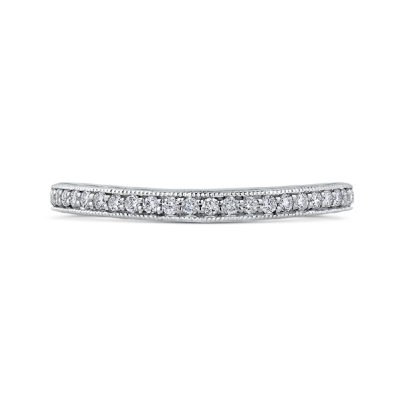 Necklaces and pendants with geometric pendants for a clean, contemporary design-14K White Gold Round Diamond Half Eternity Wedding Band