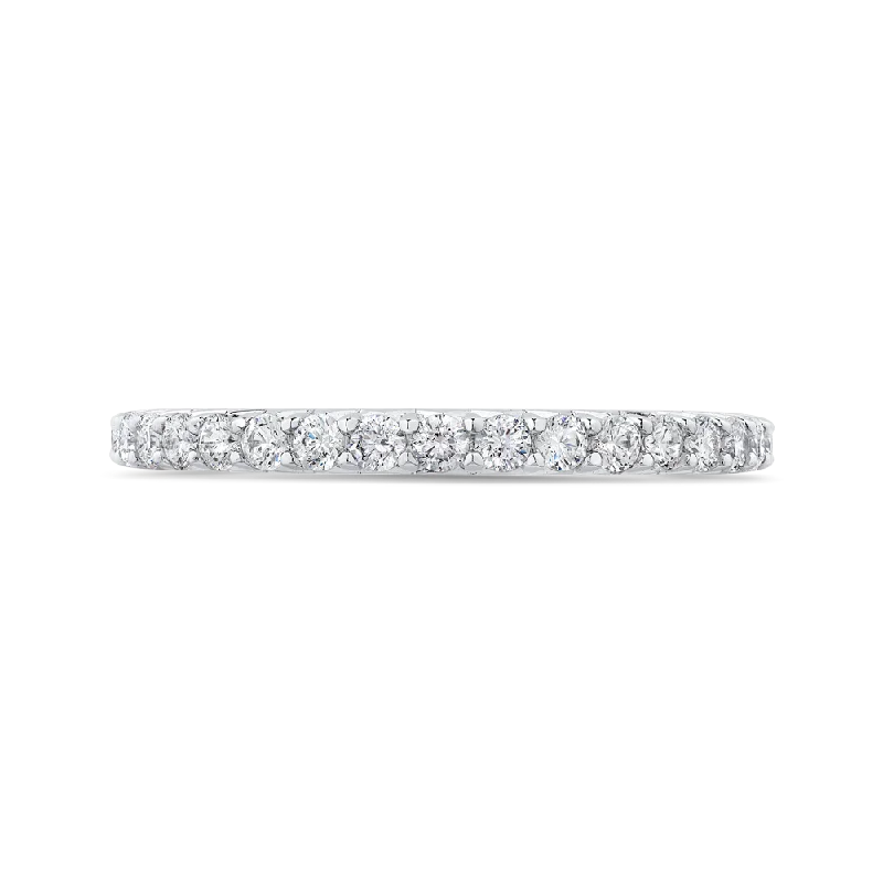 Best necklaces and pendants with layered designs for a chic, stacked look-14K White Gold Round Diamond Half Eternity Wedding Band