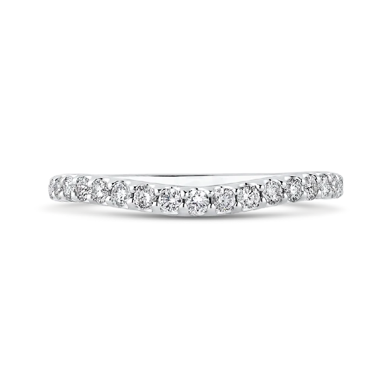 Best necklaces and pendants with matching rings for a coordinated jewelry set-14K White Gold Round Diamond Half Eternity Wedding Band