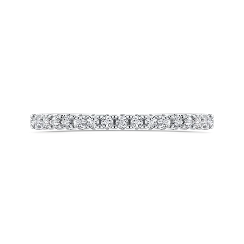 Elegant necklaces and pendants with onyx stones for a sleek, polished look-14K White Gold Round Diamond Half Eternity Wedding Band