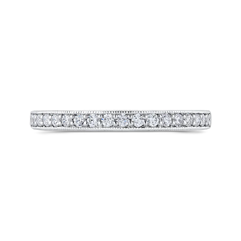 Best necklaces and pendants with crystal accents for a sparkling and elegant style-14K White Gold Round Diamond Half Eternity Wedding Band