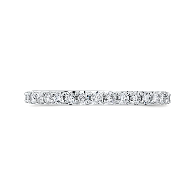 Stunning necklaces and pendants with ruby and diamond combinations for a luxurious effect-14K White Gold Round Diamond Half Eternity Wedding Band