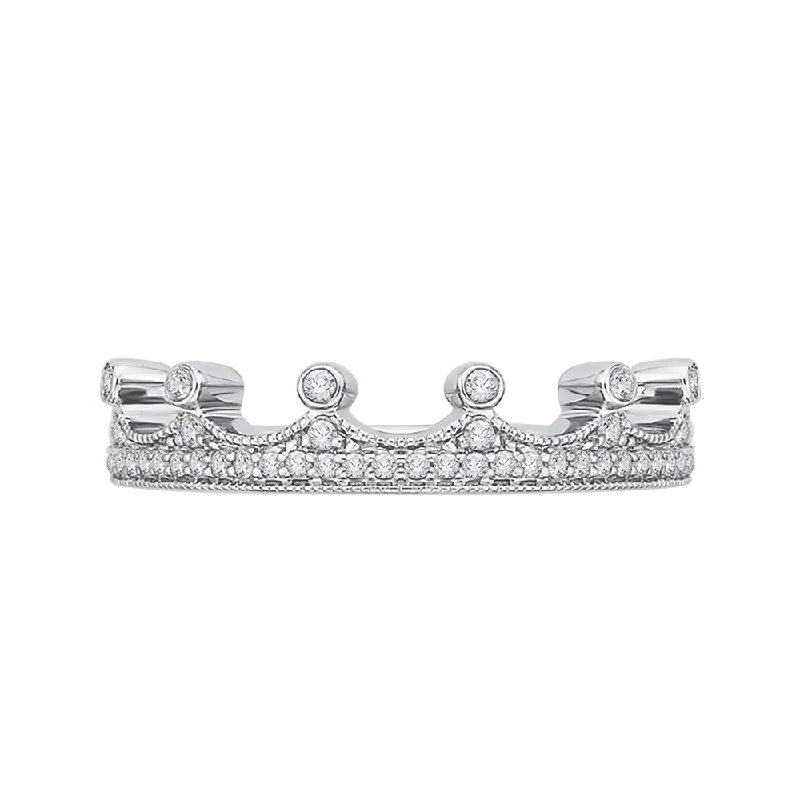 Necklaces and pendants with lock and key designs for a symbolic gesture-14K White Gold Round Diamond Half Eternity Wedding Band