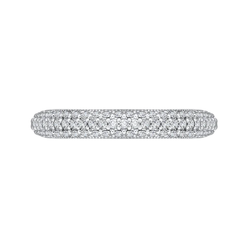 Trendy necklaces and pendants with geometric shapes for a modern aesthetic-14K White Gold Round Diamond Half Eternity Wedding Band