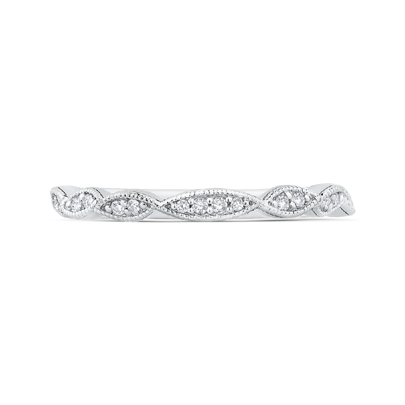 Unique necklaces and pendants with artistic shapes for a creative, one-of-a-kind design-14K White Gold Round Diamond Infinity Wedding Band