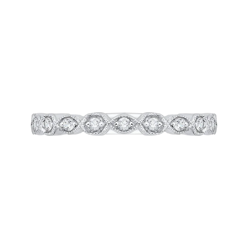 14K White Gold Round Diamond Wedding Band