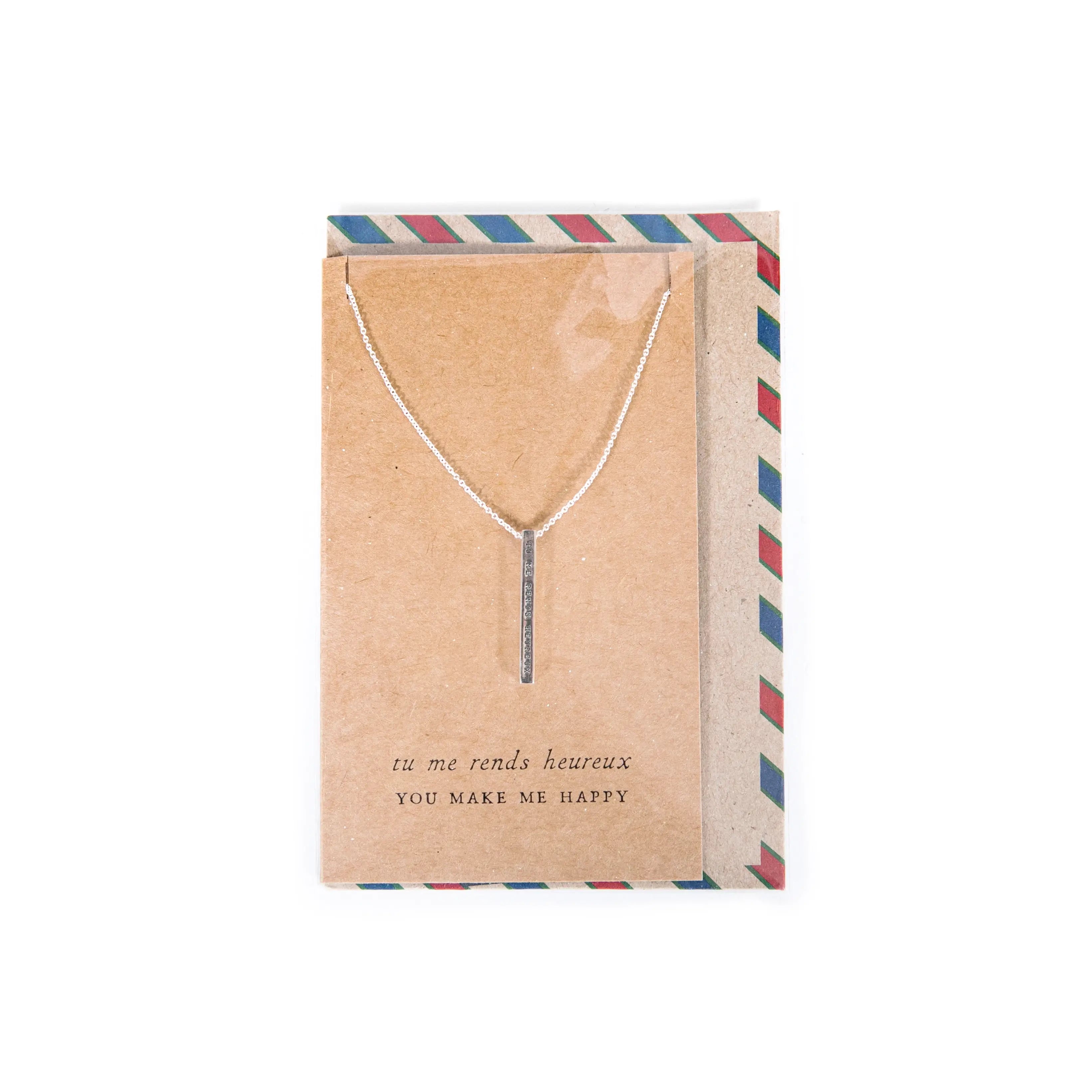 Best necklaces and pendants with heart-shaped lockets for a sentimental keepsake-***Air Mail French Bar Collection - Necklace - tu me rends heureux / you make me happy