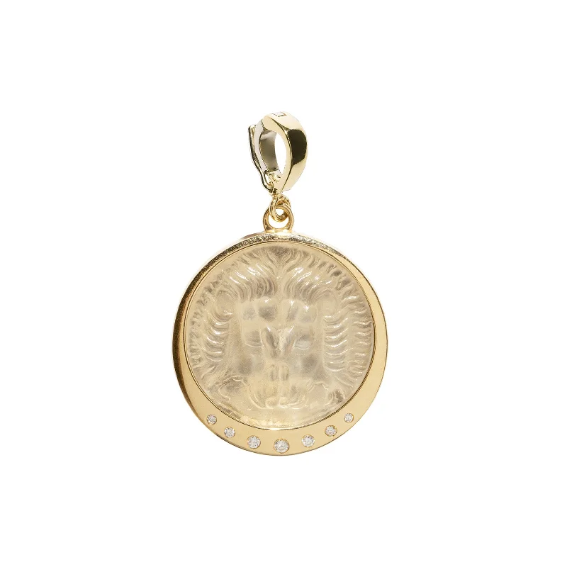 Best necklaces and pendants with rose gold for a warm and romantic appeal-White Glass Lion Coin Charm