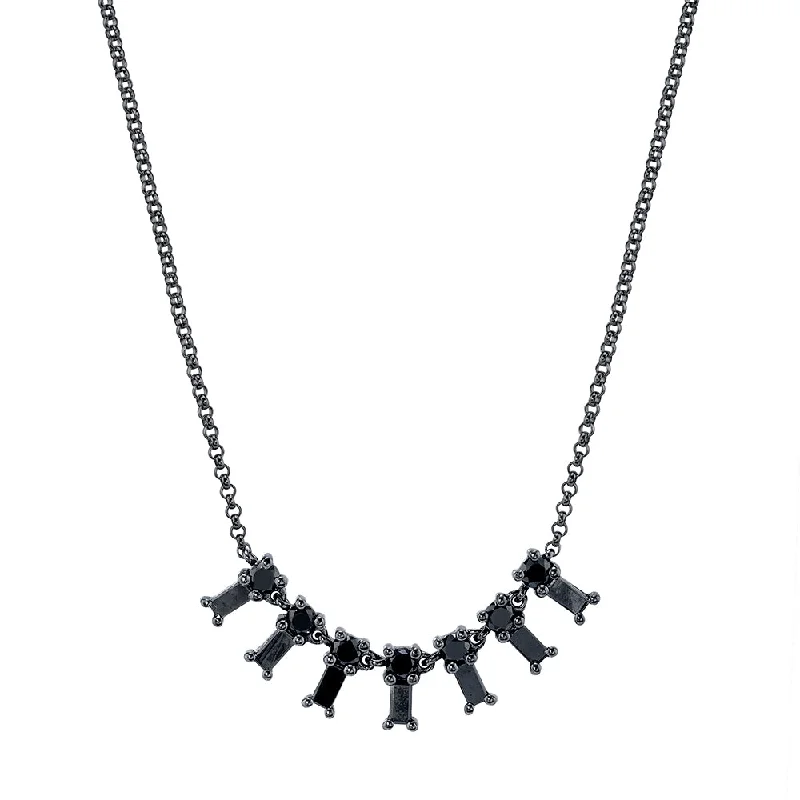 Best necklaces and pendants with statement designs for a fashionable accessory-XS Black Diamond Dangle Necklace