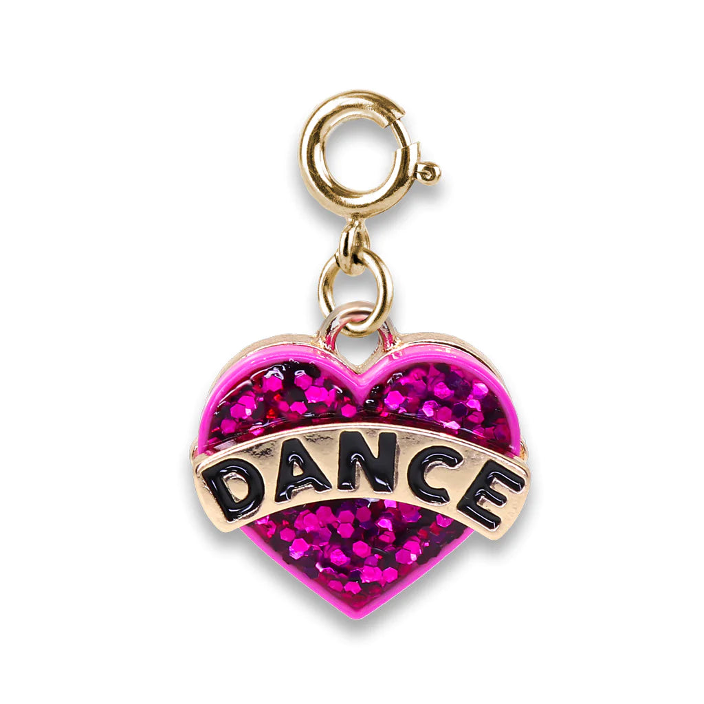 Unique necklaces and pendants with custom birthstone arrangements for personalization-CHARM IT! | Gold Glitter Dance Heart Charm