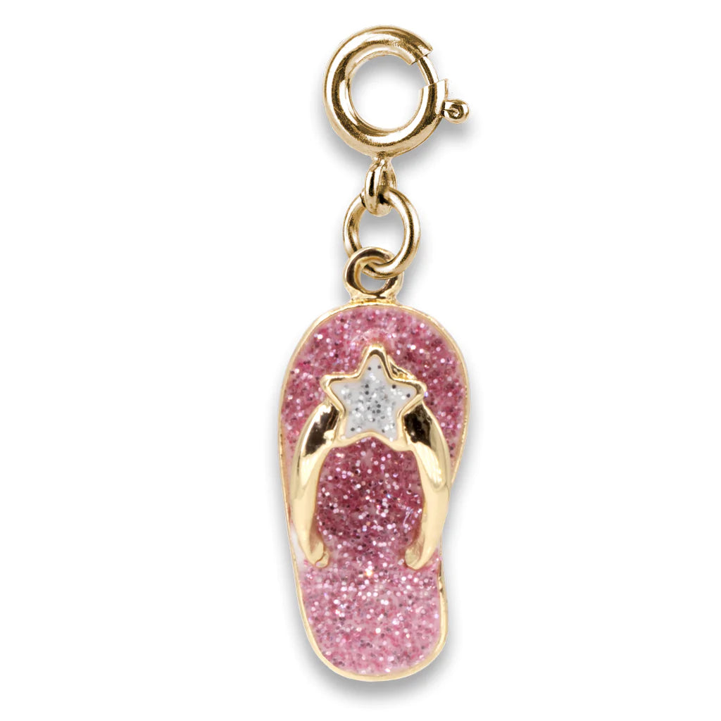 Elegant necklaces and pendants with gold chains for a chic, timeless appearance-CHARM IT! | Gold Glitter Flip Flop Charm