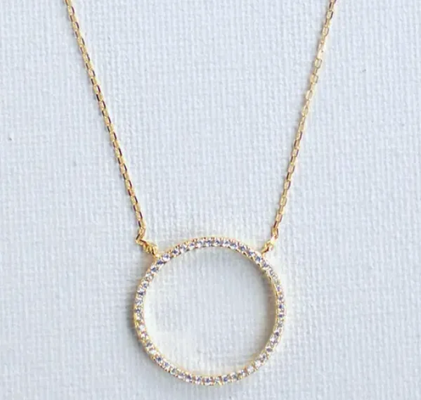 Necklaces and pendants with custom engravings for a personal, meaningful gift-Circle Necklace - Gold