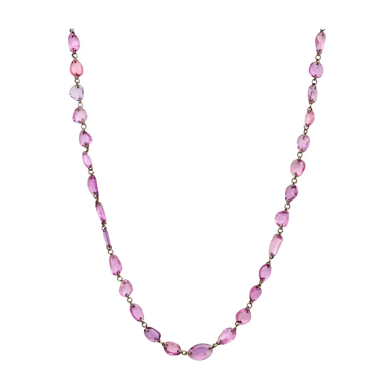 Best necklaces and pendants with heart-shaped designs for a romantic look-Desert Blooms Mariposa Pink Sapphire Long Necklace