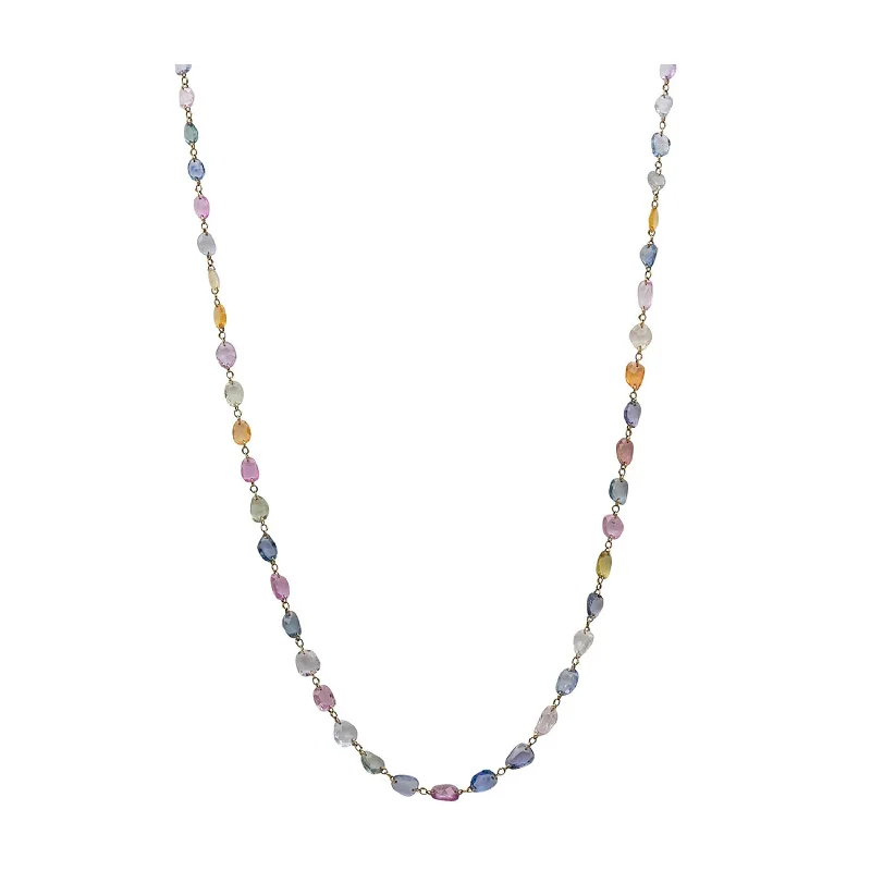 Best necklaces and pendants with infinity hearts for a romantic, eternal symbol-Desert Blooms Wildflower Multi-Colored Sapphire Long Necklace