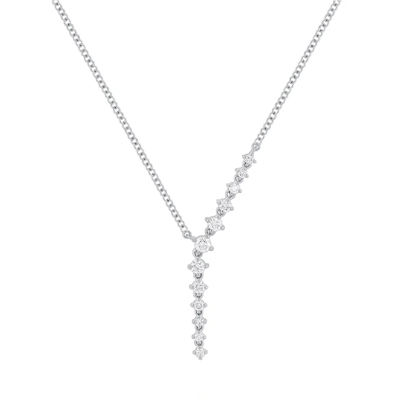 Best necklaces and pendants with oval pendants for a classic, elegant shape-Waterfall Necklace - White Gold