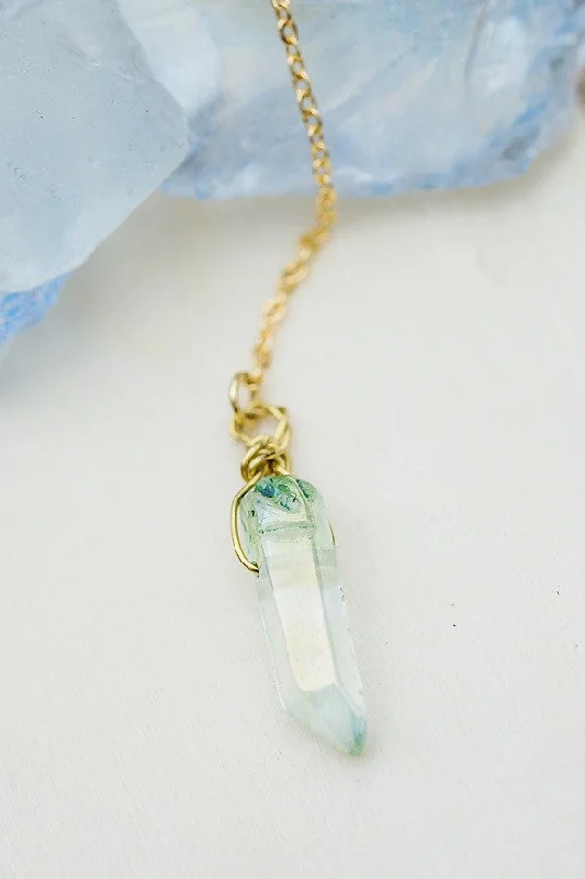 Best necklaces and pendants with turquoise stones for a vibrant boho-chic look-Long Mint Crystal Necklace