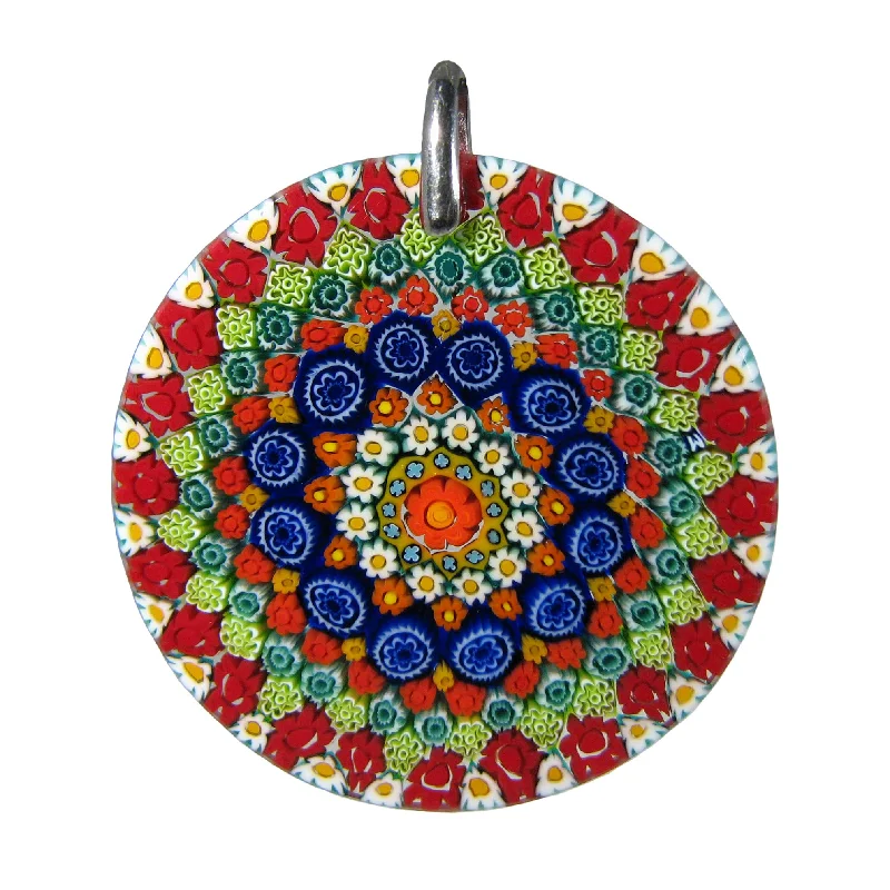 Best necklaces and pendants with intricate beadwork for a bohemian-inspired look-Multicolor Red Murrina Millefiori Murano glass round pendant (32) ⌀ 46 mm