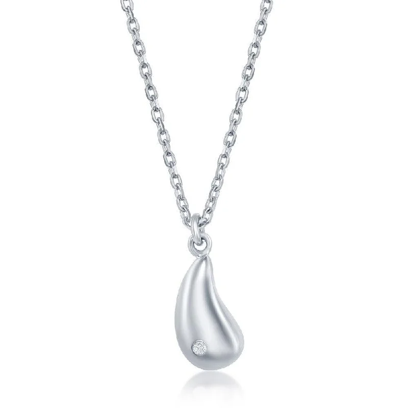 Necklaces and pendants with abstract shapes for a modern, creative appearance-Sterling Silver 0.009cttw Teardrop Necklace