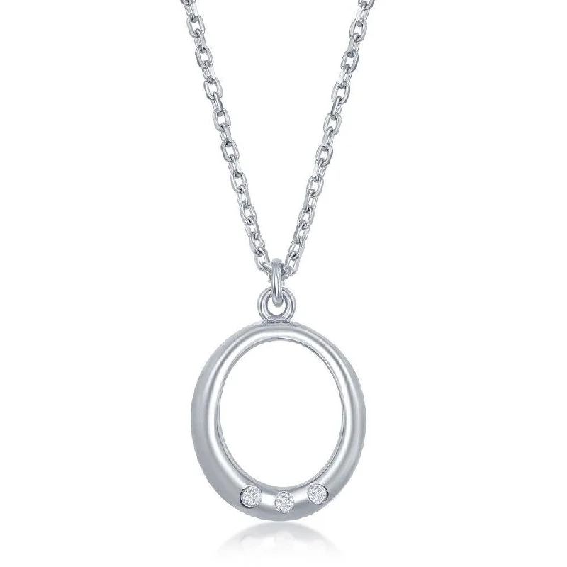 Stylish necklaces and pendants with diamonds for a glamorous and elegant look-Sterling Silver 0.03cttw Diamond Oval Necklace