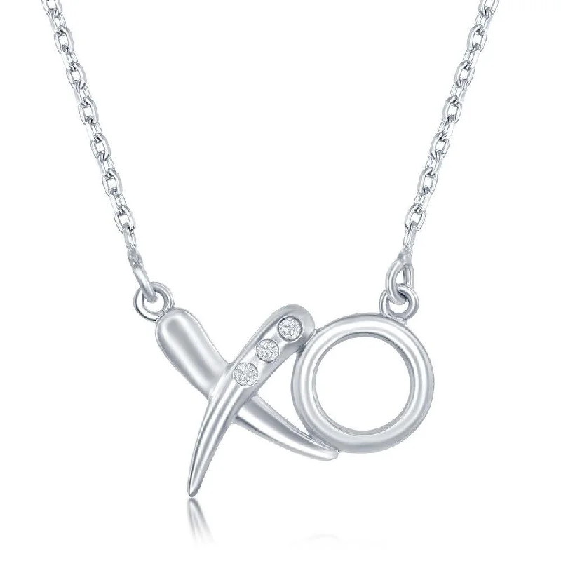 Elegant necklaces and pendants with gold chains for a chic, timeless appearance-Sterling Silver 0.03cttw Diamond "XO" Necklace