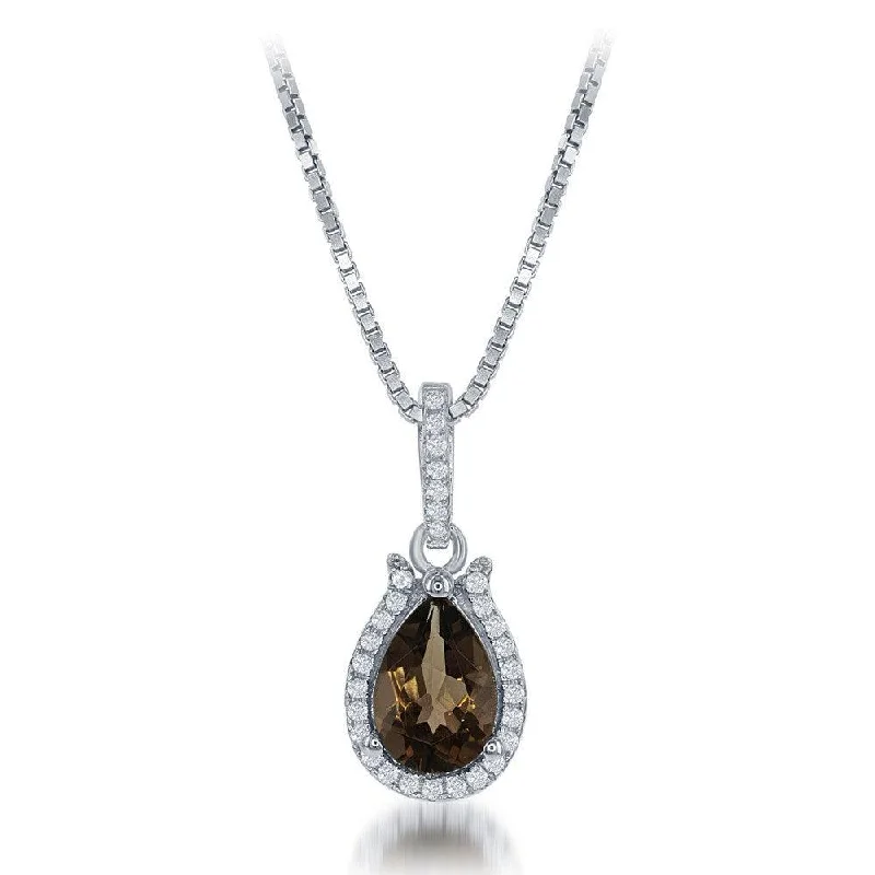 Layered necklaces and pendants for a trendy and fashionable stacked look-Sterling Silver Brown Pear Smokey quartz Necklace