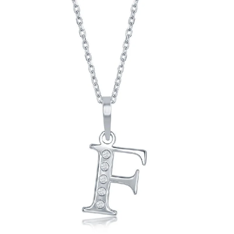 Best necklaces and pendants with art deco elements for a vintage, glamorous design-Sterling Silver Diamond "F" Initial Pendant Chain