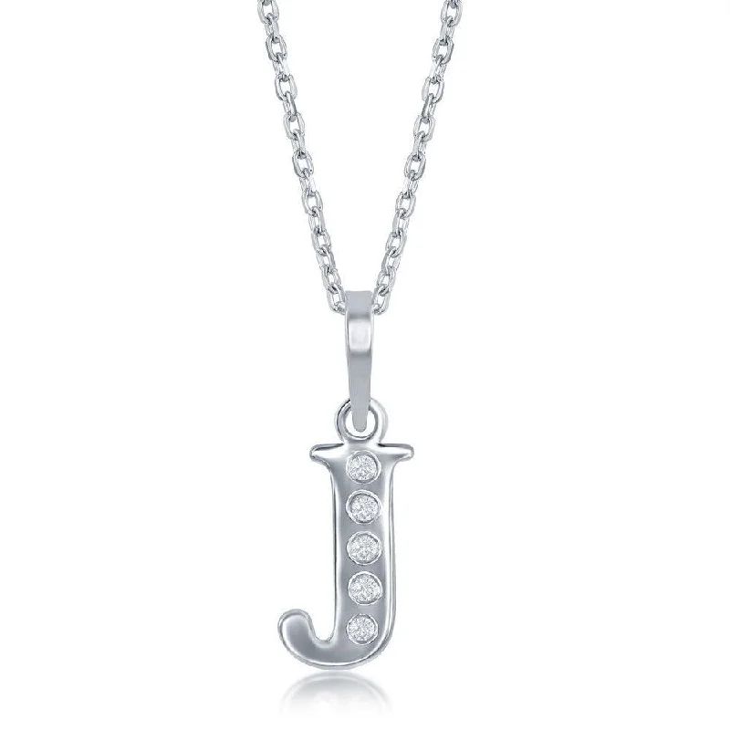 Best necklaces and pendants with minimalist pendants for a sleek, understated look-Sterling Silver Diamond "J" Initial Pendant Chain