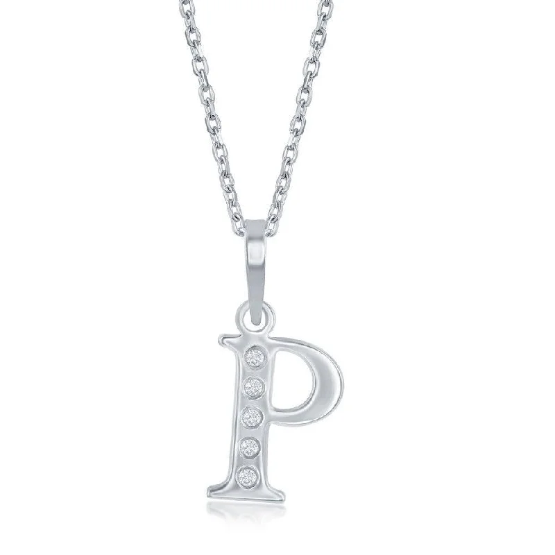 Necklaces and pendants with crescent moon designs for a celestial and mystical feel-Sterling Silver Diamond "P" Initial Pendant Chain