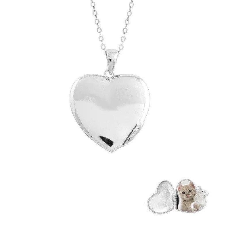 Necklaces and pendants with infinity love symbols for an eternal, romantic gesture-Sterling Silver Flat Heart Locket