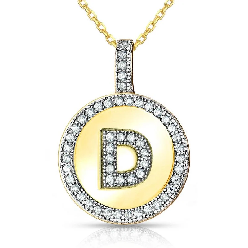 Beautiful necklaces and pendants with gemstone teardrops for an elegant effect-Sterling Silver Gold Plated Circle "D" Pendant with Chain