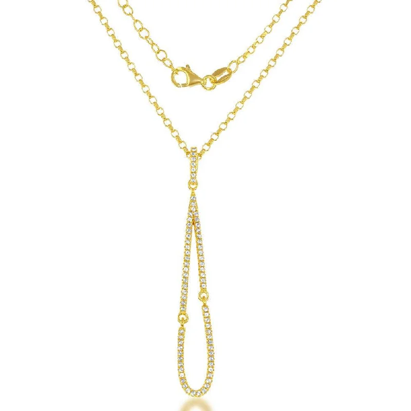 Elegant necklaces and pendants with gold chains for a chic, timeless appearance-Sterling Silver Gold Plated Teardrop Necklace