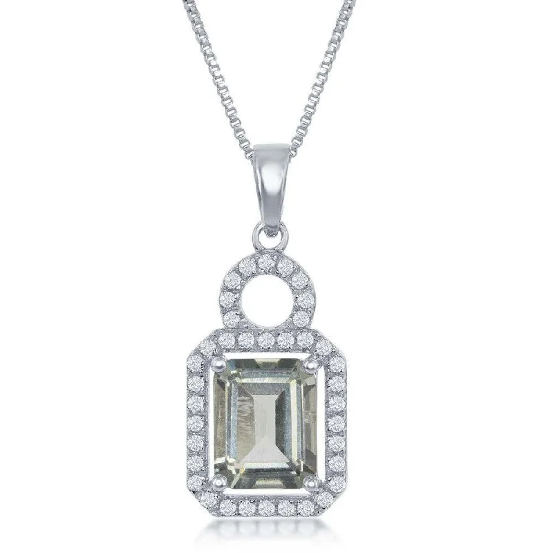 Best necklaces and pendants with glowing moonstone for an ethereal glow-Sterling Silver Green Amethyst Border Necklace