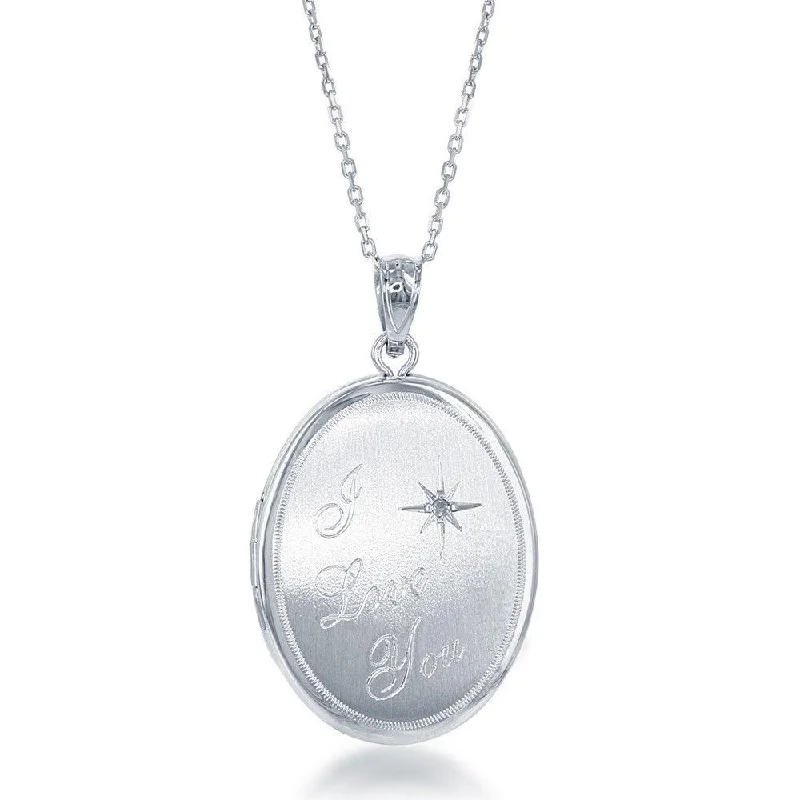 Beautiful necklaces and pendants with diamond-encrusted designs for maximum sparkle-Sterling Silver I Love You with Star Oval Locket