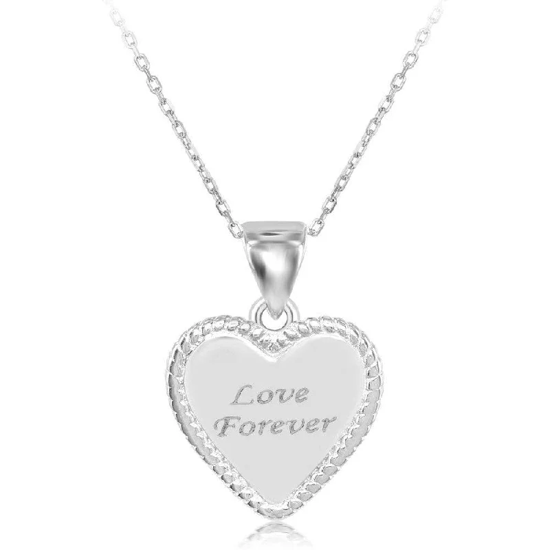 Necklaces and pendants with clear quartz for a pure and radiant look-Sterling Silver "Love Forever" Heart Pendant Chain