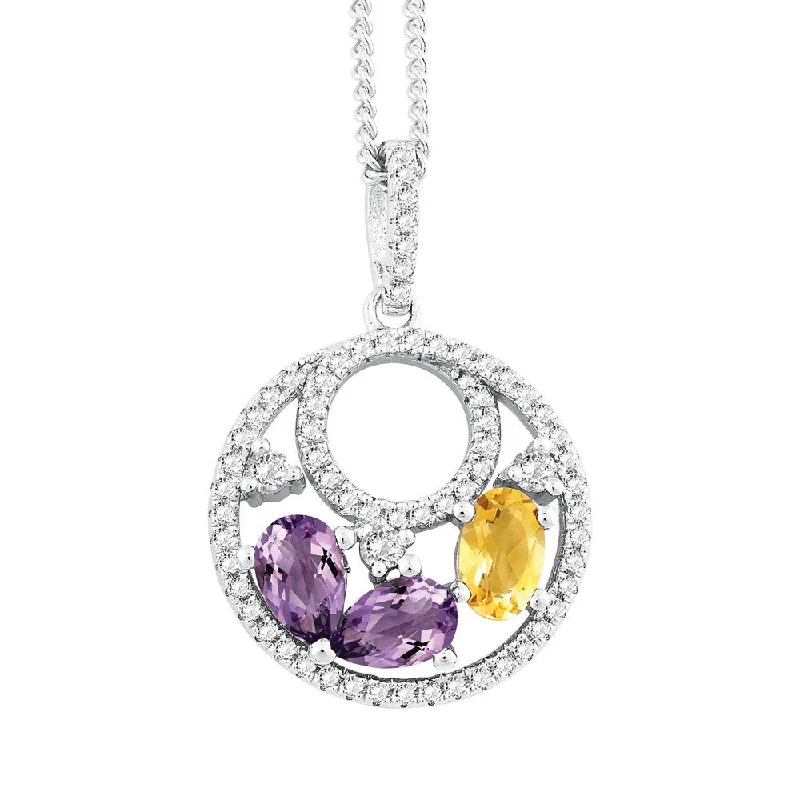 Best necklaces and pendants with opal gemstones for an iridescent glow-Sterling Silver Multi Oval Citrine Necklace