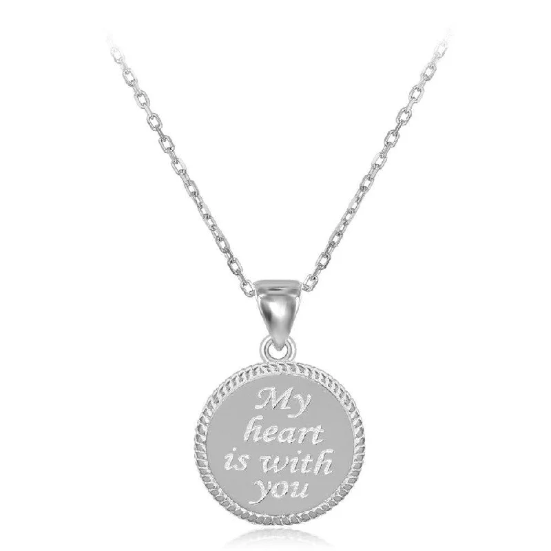 Unique necklaces and pendants with artistic shapes for a creative, one-of-a-kind design-Sterling Silver "My Heart is With You" Pendant Chain