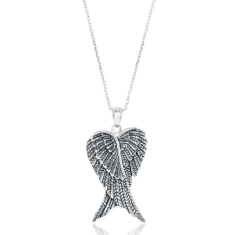 Best necklaces and pendants with vintage coin pendants for a unique accessory-Sterling Silver Pair of Angel Wings Pendant