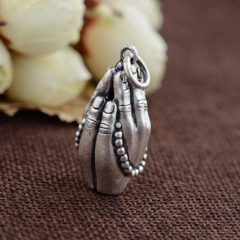 Unique necklaces and pendants with artistic shapes for a creative, one-of-a-kind design-Sterling Silver Prayers of Buddha Pendant