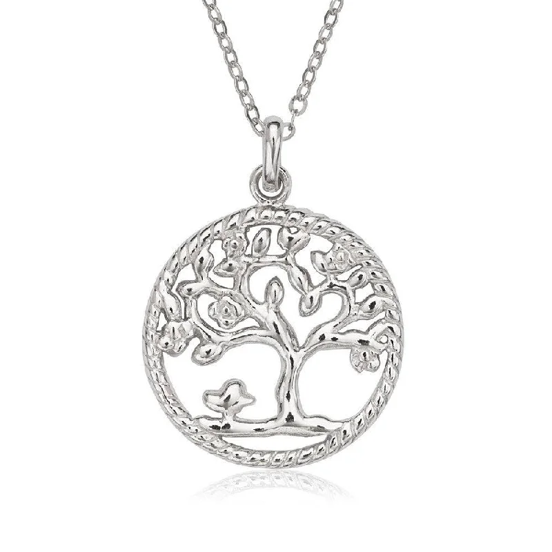 Best necklaces and pendants with seashell designs for a tropical, beachy vibe-Sterling Silver Small Circle Tree of Life Pendant