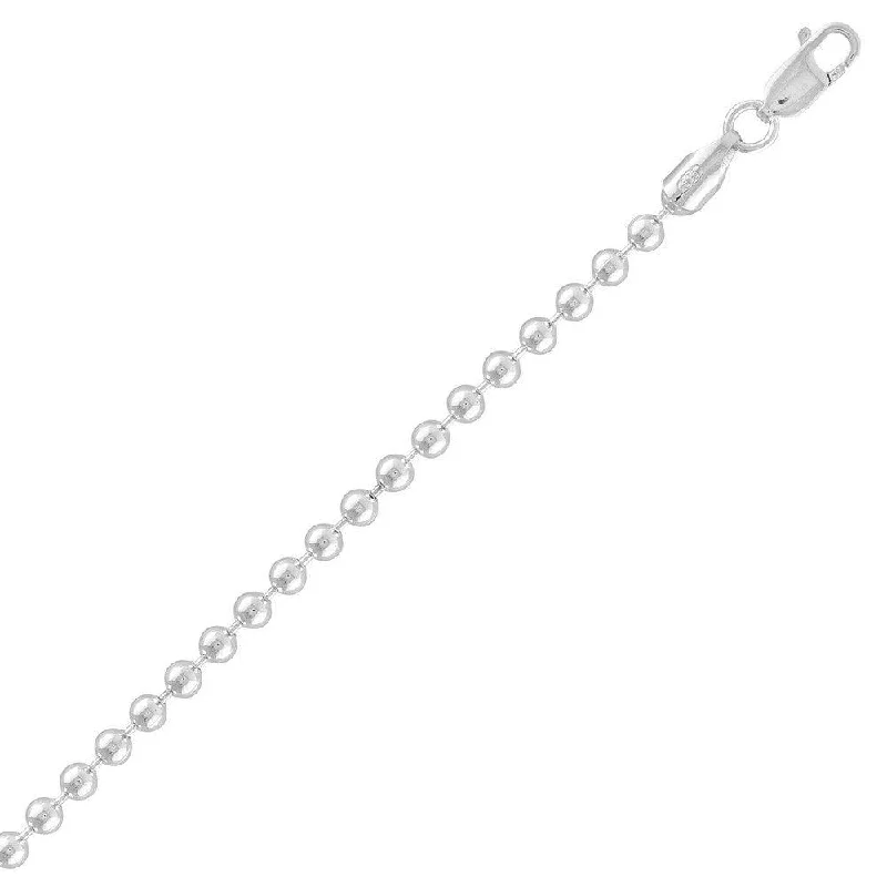 Best necklaces and pendants with black diamonds for an edgy, bold statement-Sterling Silver Solid 3mm Bead Chain, 10"