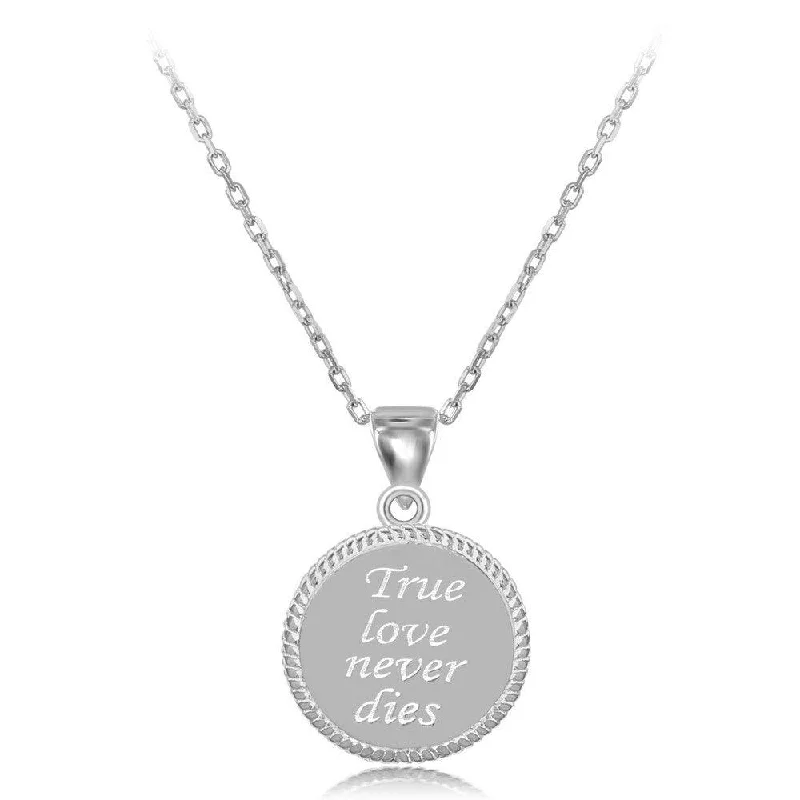 Elegant necklaces and pendants with onyx stones for a sleek, polished look-Sterling Silver "True Love Never Dies" Pendant Chain