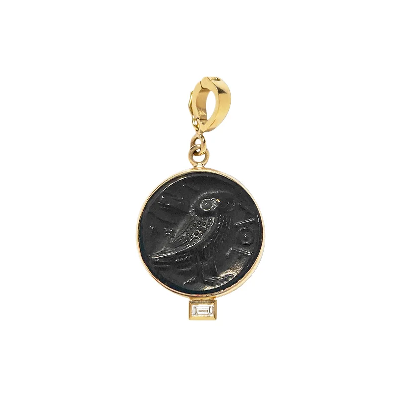 Personalized necklaces and pendants with coordinates for a meaningful location-based gift-Venetian Black Glass Coin Charm