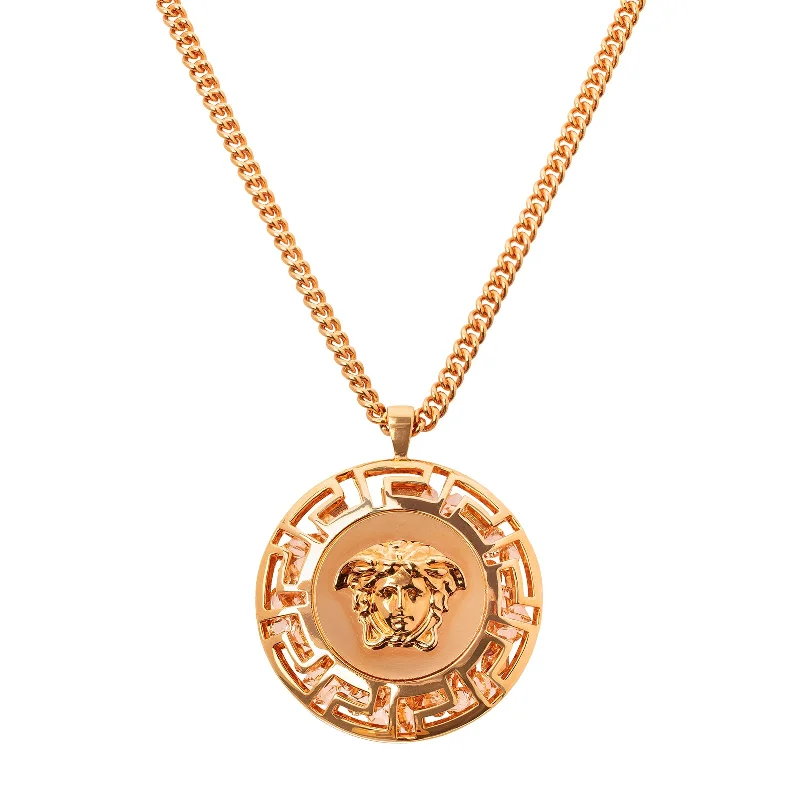 Stunning necklaces and pendants with turquoise and gold for a vibrant, earthy look-Versace Gem Filled Medusa Pendant Necklace