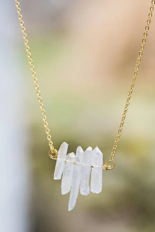 Necklaces and pendants with geometric pendants for a clean, contemporary design-White Quartz Bar Necklace